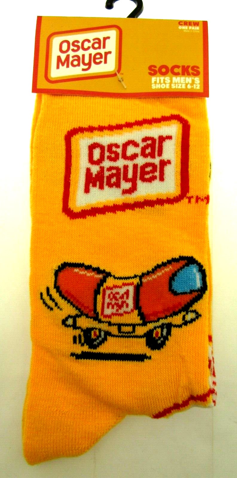 One Pair of Oscar Mayer Crew Socks for Men Shoe Sizes 6 - 12