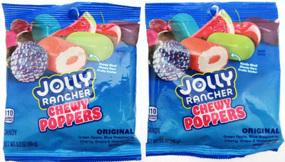 New! Jolly Rancher Chewy Poppers ORIGINAL ~ Chewy Candy ~ 3.2oz Bag ~ Lot of 2