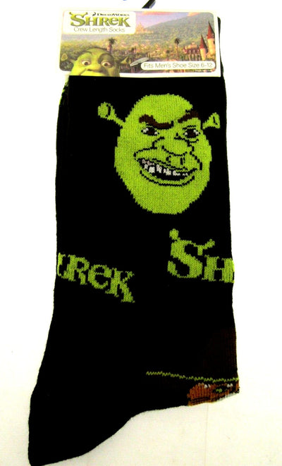 One Pair of Shrek & Donkey Crew Socks for Men Shoe Sizes 6 - 12