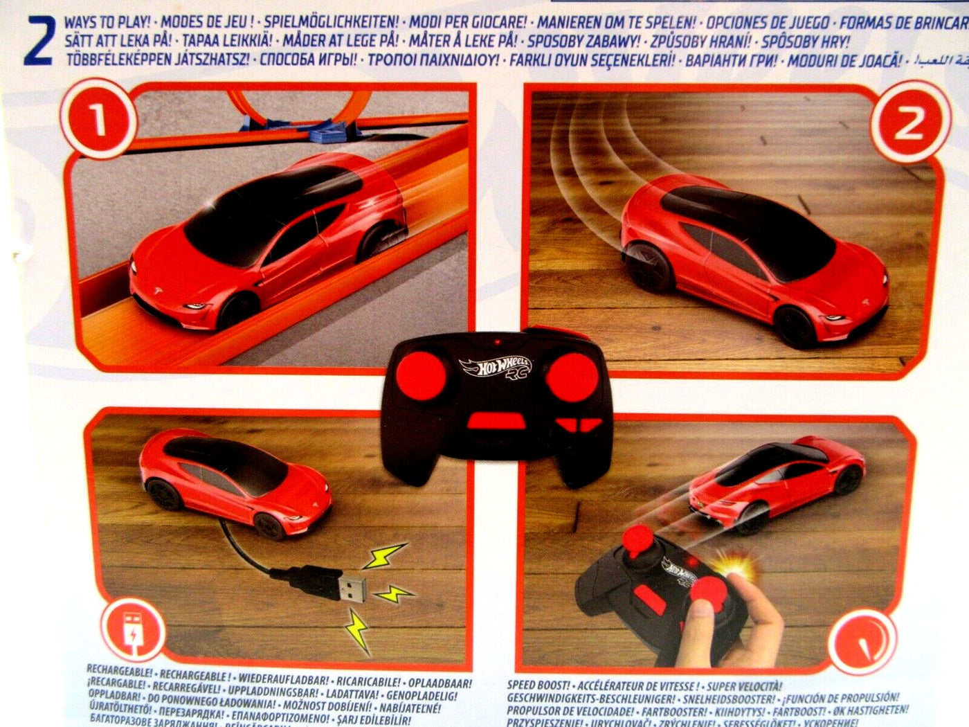 Nano Racer RC Car Tesla Roadster Red Hotwheels Radio Control Fun