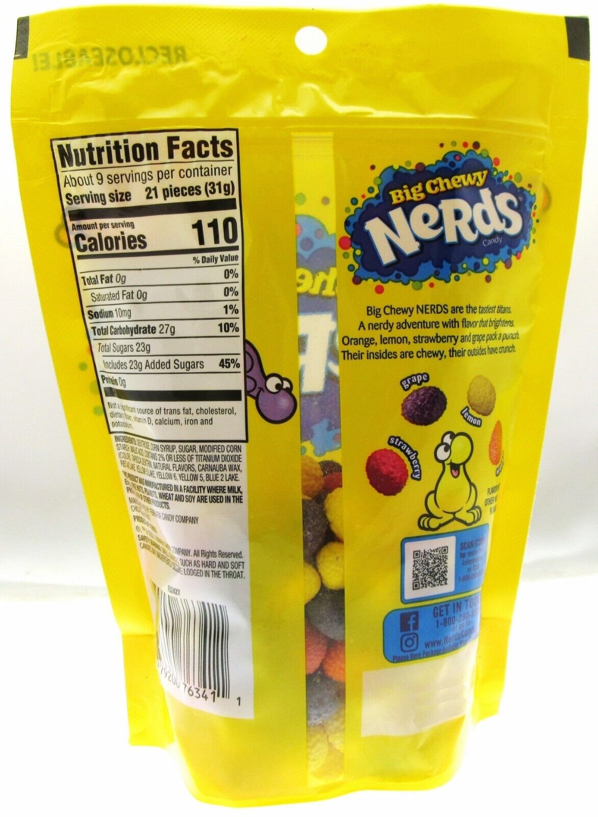 Nerds Big Chewy ~ Crunchy Shell Outside ~ Candy ~ 10oz  Recloseable Bag