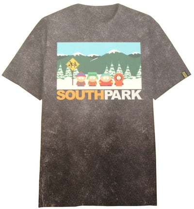 South Park ~  Extra Large T-Shirt  ~ Size XL ~ Bus Stop ~ Black Mineral Wash