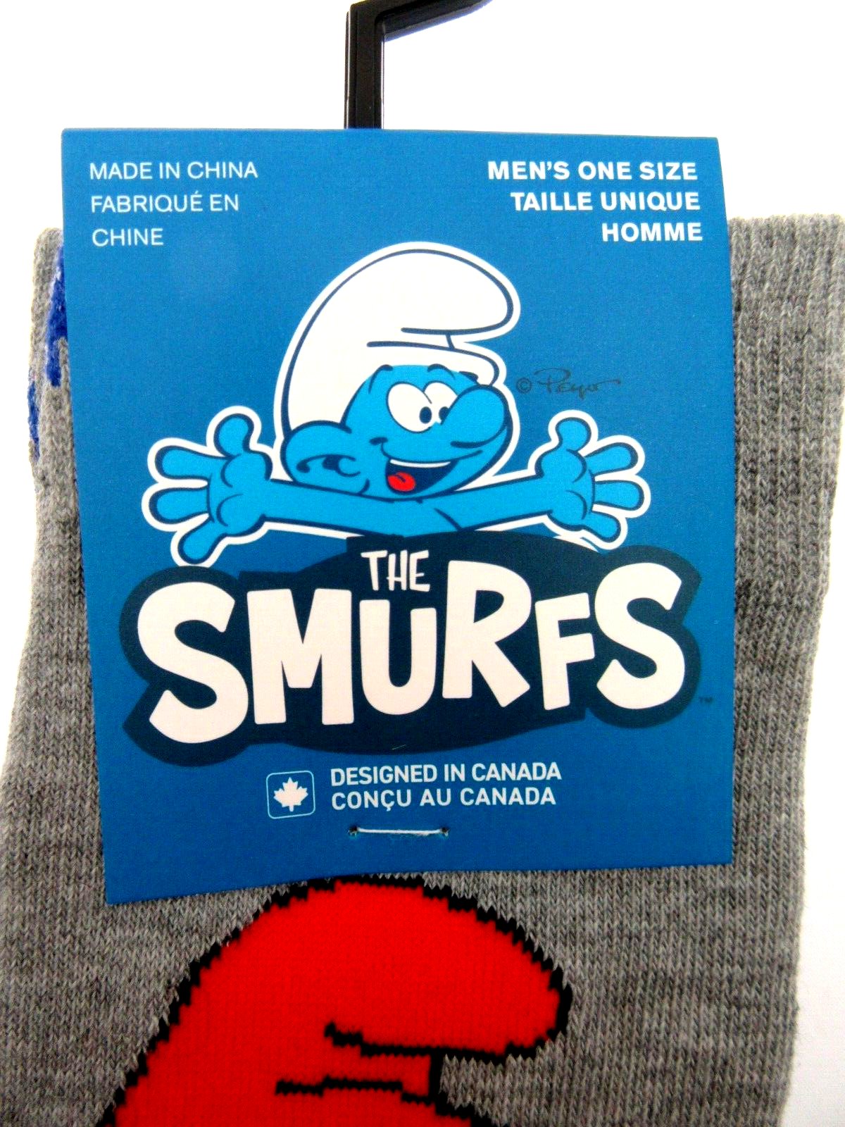 One Pair of Papa Smurf Crew Socks for Men Shoe Sizes 6 - 12