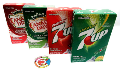 Canada Dry & 7up Soda Variety ~ Packets ~ Sugar Free ~ Drink Mix ~ Lot of 4