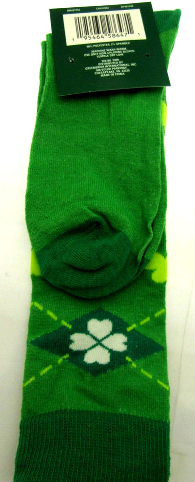 Saint Patrick's Clover Socks ~ Fits Sizes 5 - 9 ~ One Pair Green & Yellow