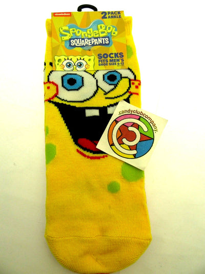 Two Pairs of Sponge Bob & Patrick Ankle Socks for Men Shoe Sizes 6 - 12