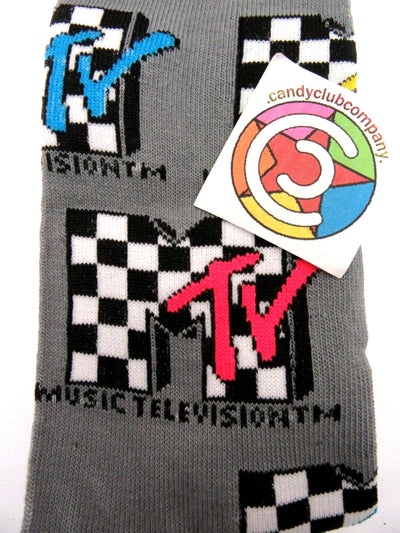 One Pair of MTV Crew Socks for Men Shoe Sizes 6 - 12