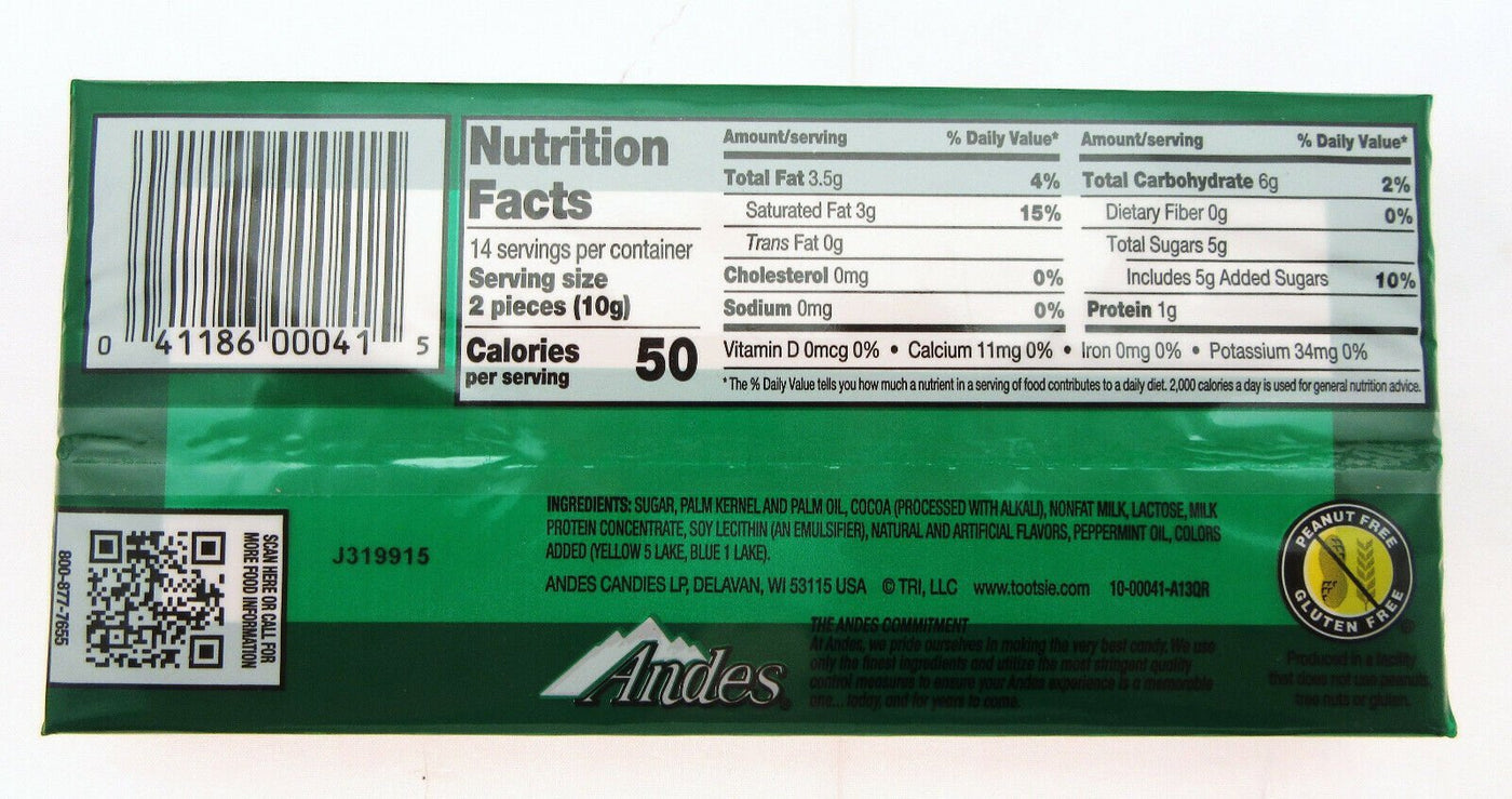 Andes Creme De Menthe Thins Chocolate Candies ~ Lot of 2