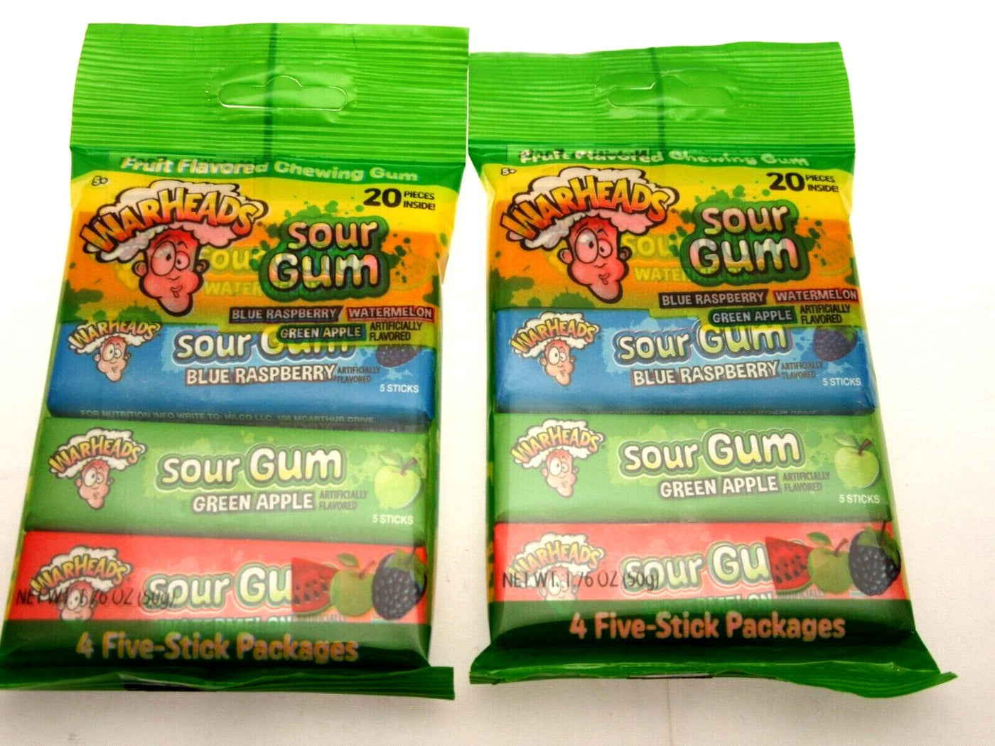 Warheads ~ Sour Gum ~ Extreme SOUR chewing gum candy ~ Lot of 2