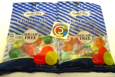 Assorted Fruit Sugar Free Coastal Bay Hard Candy 2.75oz bag Lot of 2 with banana