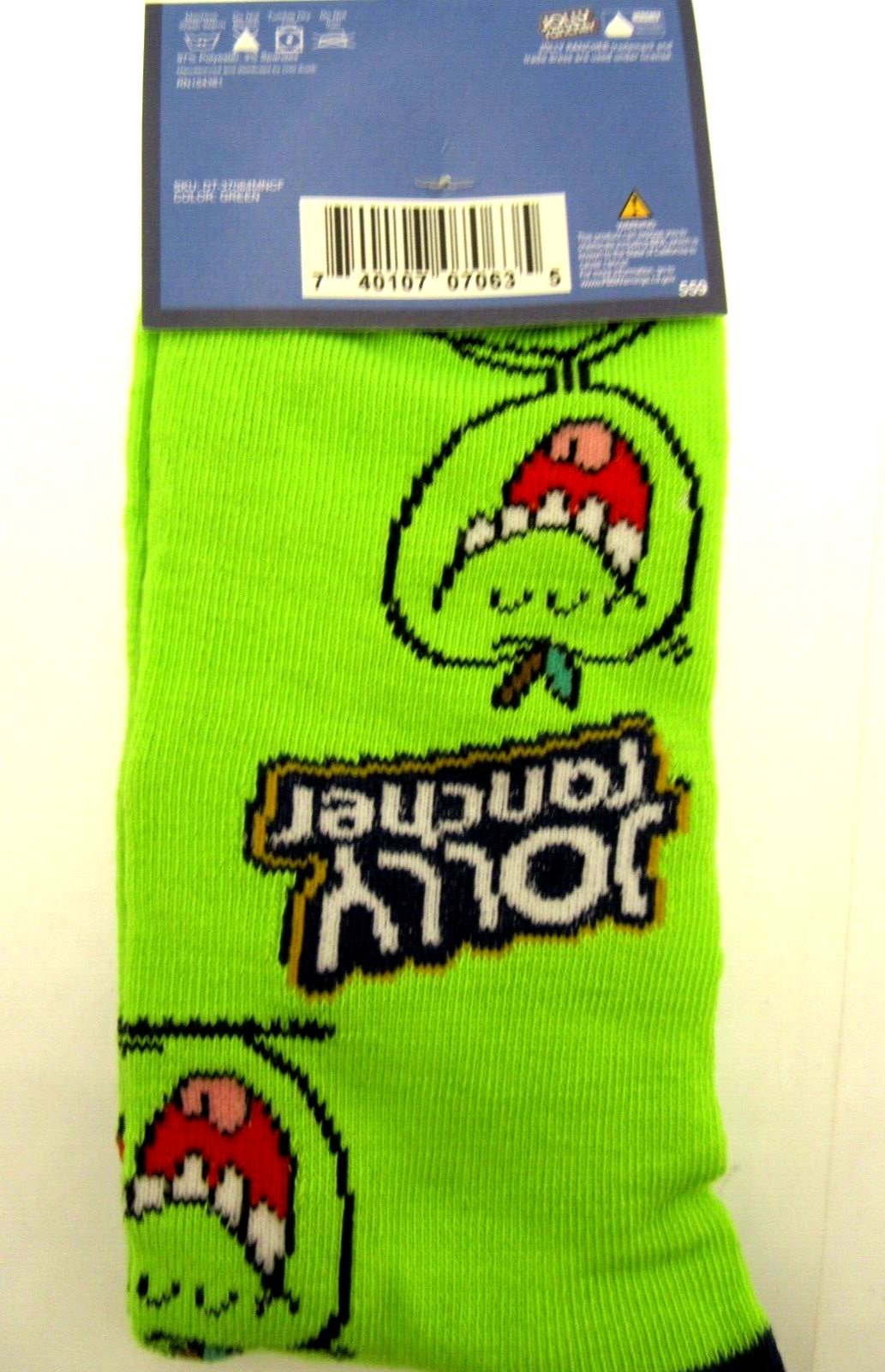 One Pair of Green Apple Jolly Rancher Crew Socks for Men Shoe Sizes 6 - 12