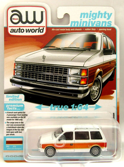 1985 Dodge Caravan~ White ~ Diecast Car ~ 1:64 ~ auto world