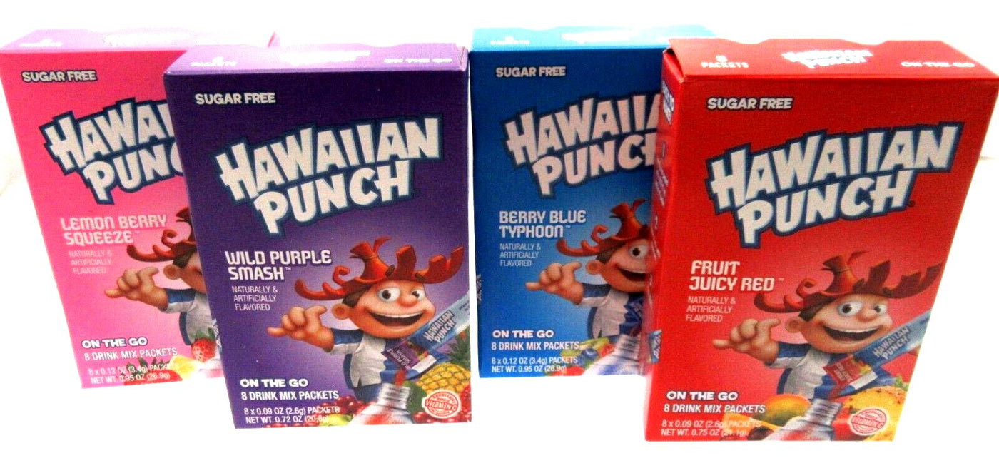 Hawaiian Punch 4 Box Variety ~ Sugar Free ~ Drink Mix ~ Lot of 4