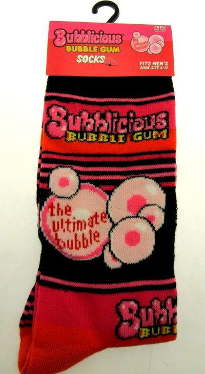 One Pair of Bubblicious Crew Socks for Men Shoe Sizes 6 - 12