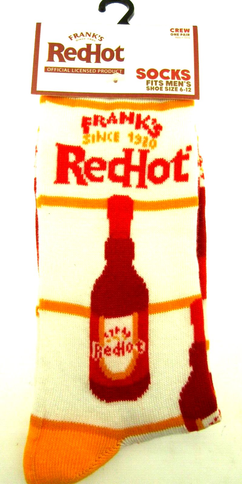 One Pair of Frank's Redhot Crew Socks for Men Shoe Sizes 6 - 12