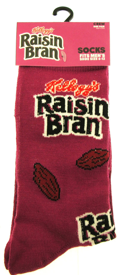 One Pair of Kellogg's Raisin Bran Crew Socks for Men Shoe Sizes 6 - 12