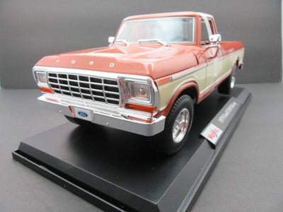 1979 Ford F150 Ranger Pick-up ~ Orange & Cream~  1:18 Die Cast Truck ~ Maisto