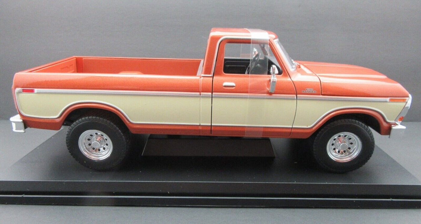 1979 Ford F150 Ranger Pick-up ~ Orange & Cream~  1:18 Die Cast Truck ~ Maisto