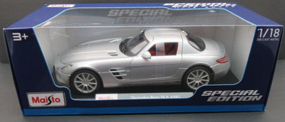 Mercedes-Benz SLS AMG ~ Silver ~  1:18 Die Cast Car ~ Maisto