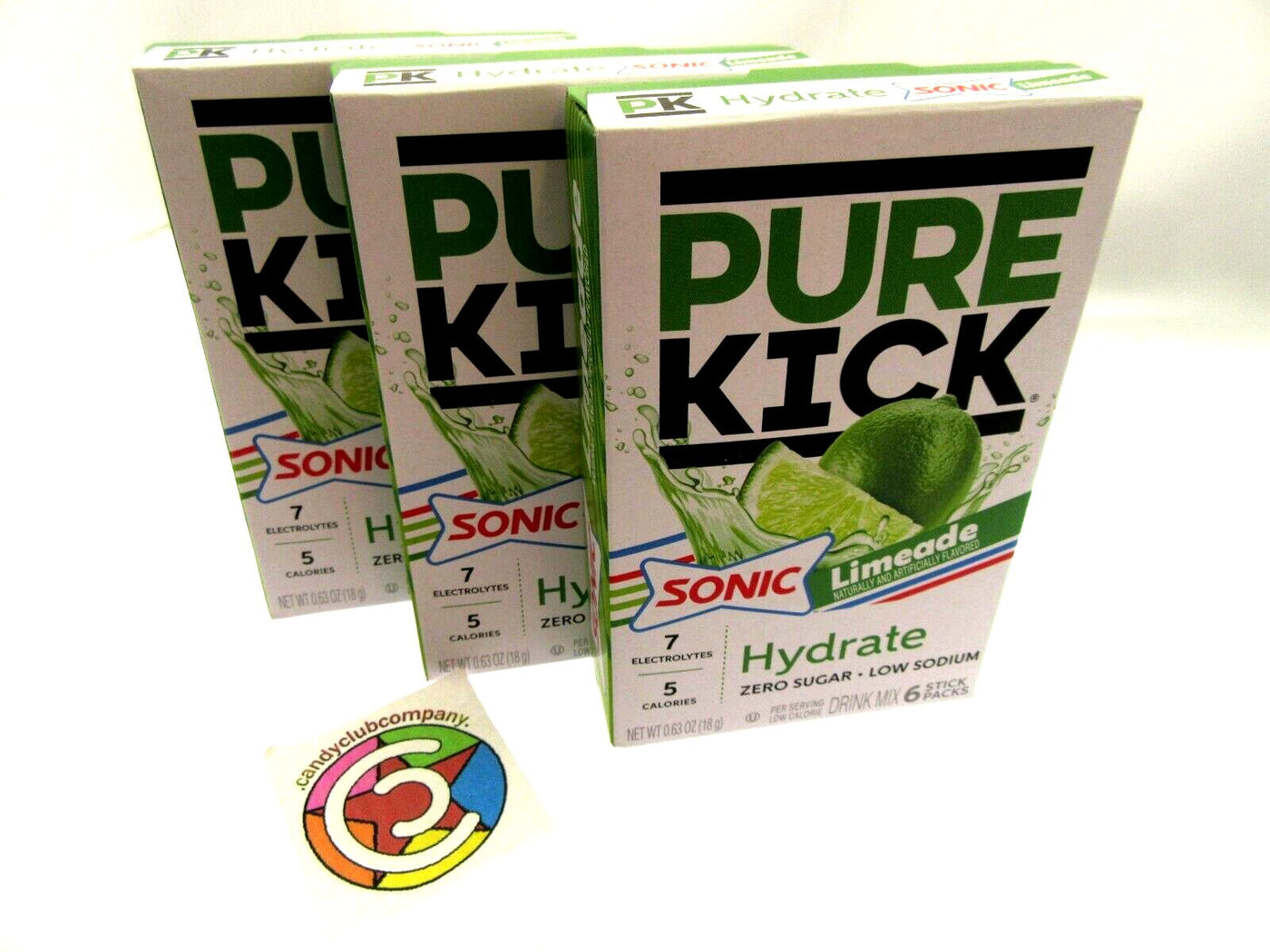 Pure Kick Energy Sonic Limeade Singles Water Drink Mix Sugar Free Lot of 3