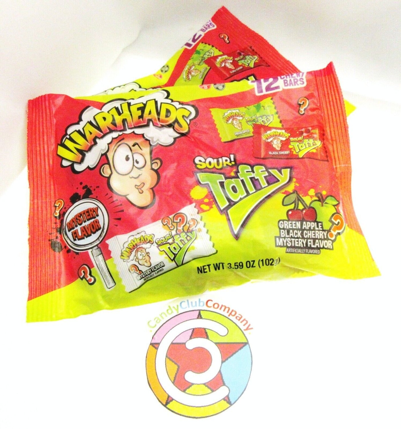 NEW! Warheads ~ Sour Taffy  ~ With Mystery Flavor ~ 3.59oz Bag ~ Lot of 2