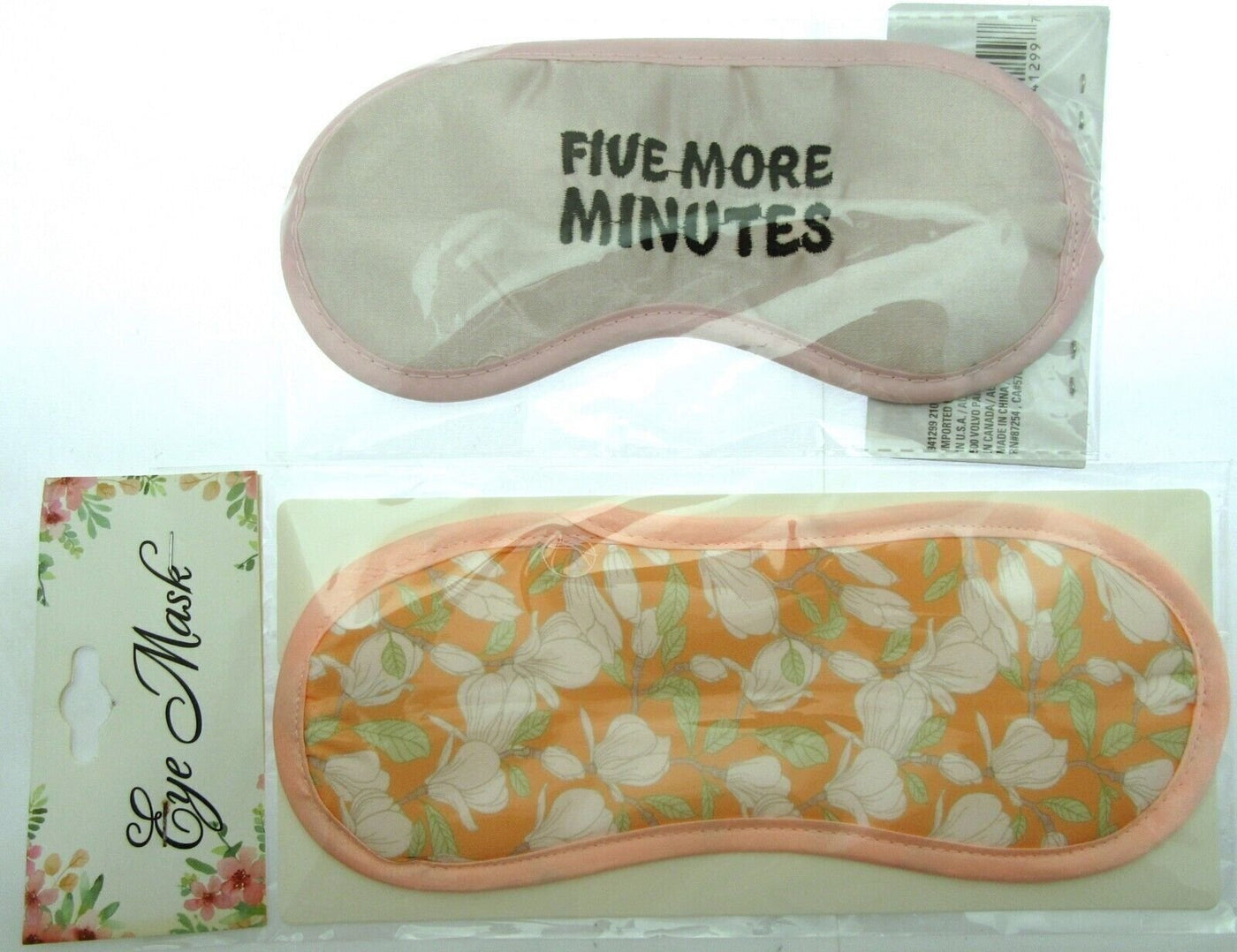 Peach Floral & Five More Minutes Eye Masks For Rest, Sleep, Meditation