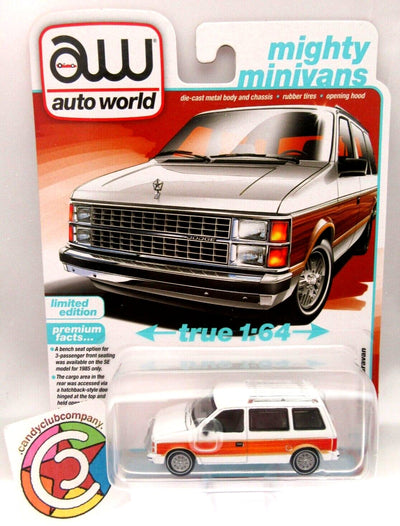 1985 Dodge Caravan~ White ~ Diecast Car ~ 1:64 ~ auto world