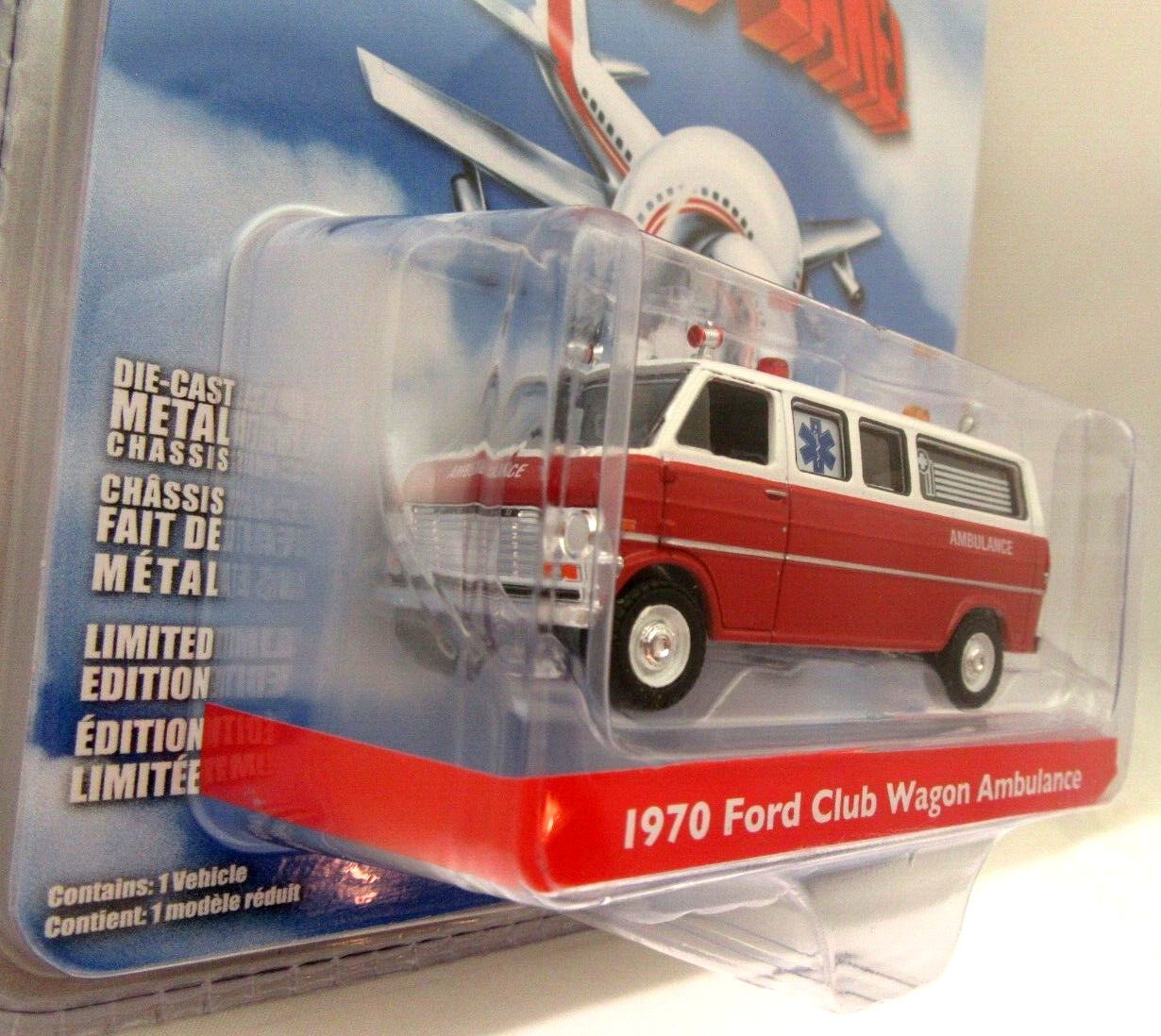 Airplane ~ 1970 Ford Club Wagon Ambulance ~ Greenlight Collectables ~ Die Cast