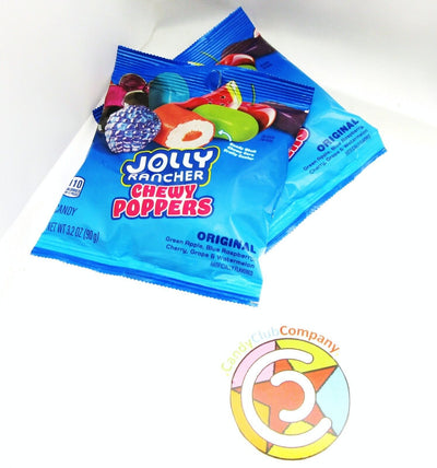 New! Jolly Rancher Chewy Poppers ORIGINAL ~ Chewy Candy ~ 3.2oz Bag ~ Lot of 2