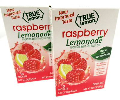 True Lemon ~ 10 pk ~ Raspberry ~ Rasberry Real Flavor From Real Fruit ~ Lot of 2