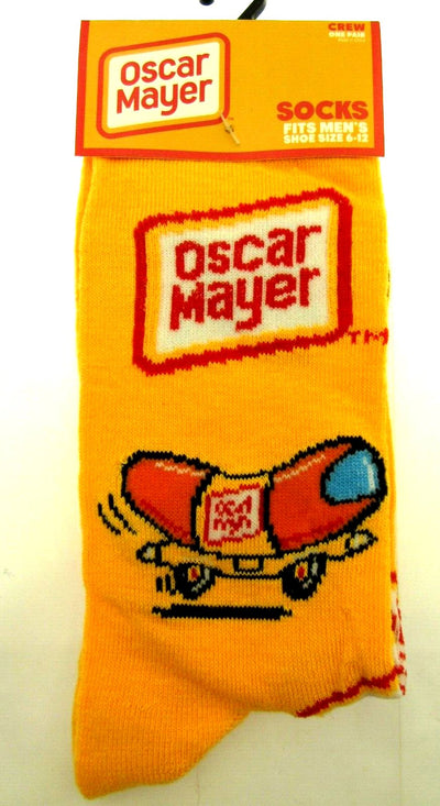 One Pair of Oscar Mayer Crew Socks for Men Shoe Sizes 6 - 12