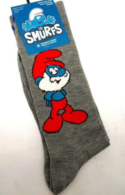 One Pair of Papa Smurf Crew Socks for Men Shoe Sizes 6 - 12