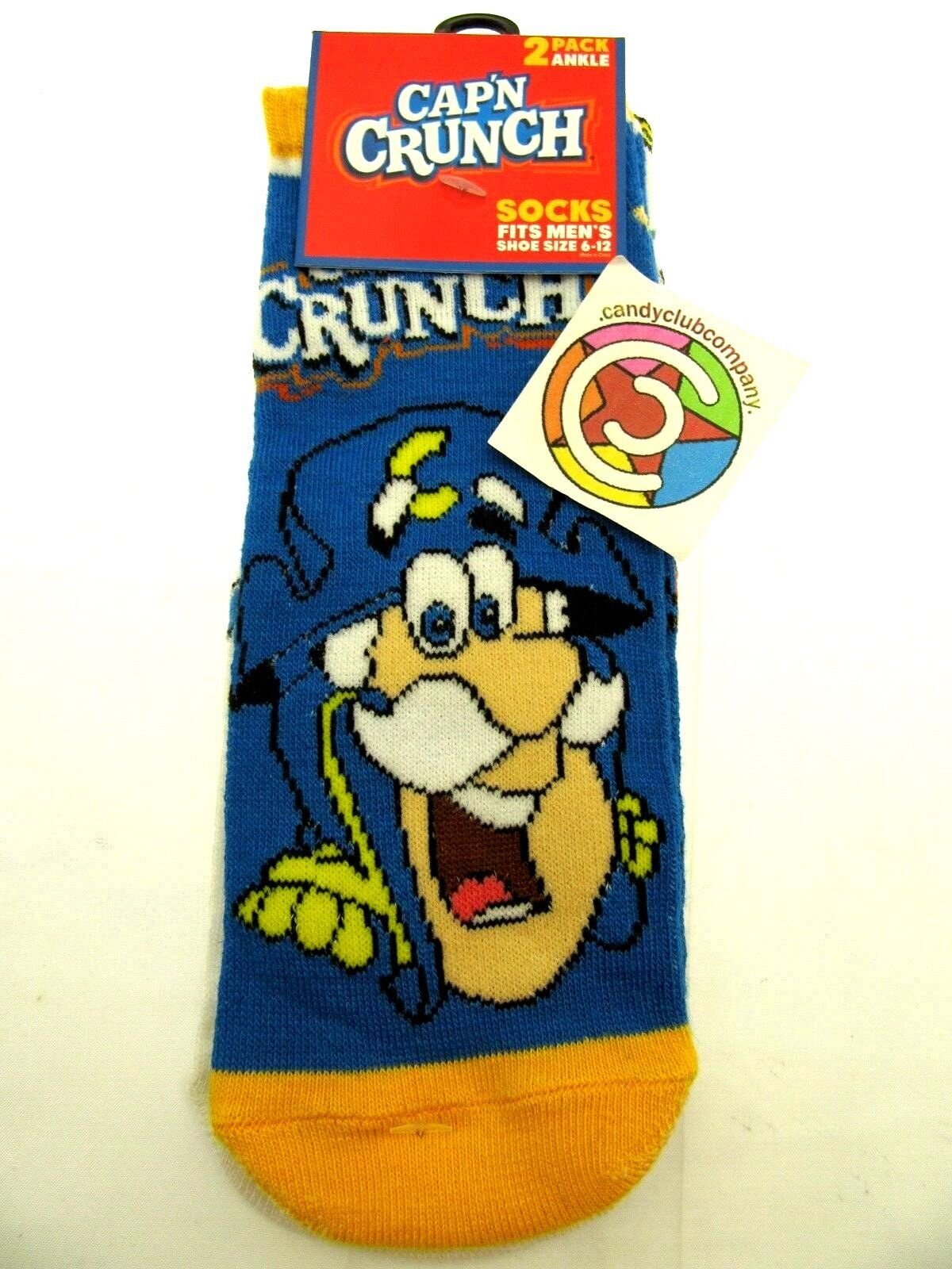 Two Pairs of Cap'N Crunch Ankle Socks Captain for Men Shoe Sizes 6 - 12