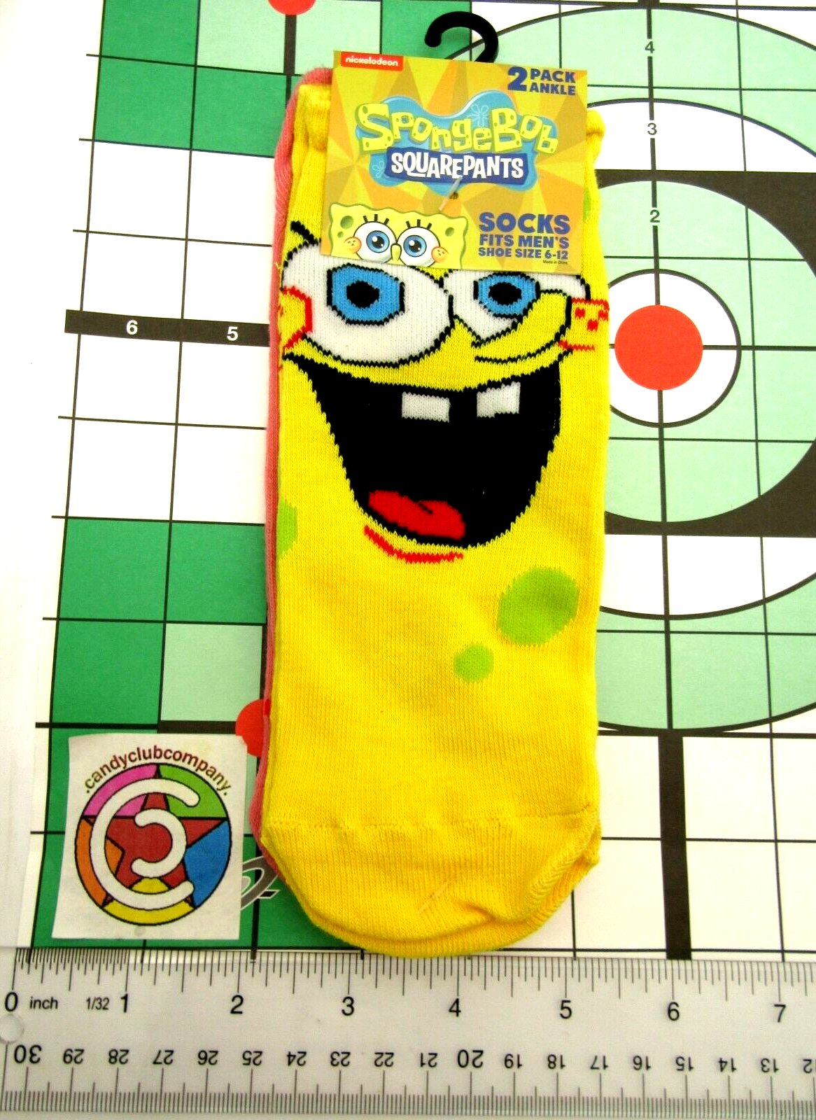 Two Pairs of Sponge Bob & Patrick Ankle Socks for Men Shoe Sizes 6 - 12