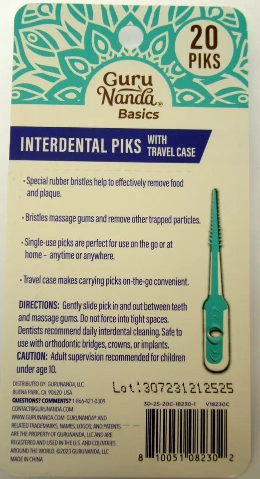 Interdental Piks w/Travel Case Bendable Brushes Braces Comfort Grip 4 pack 20 ea