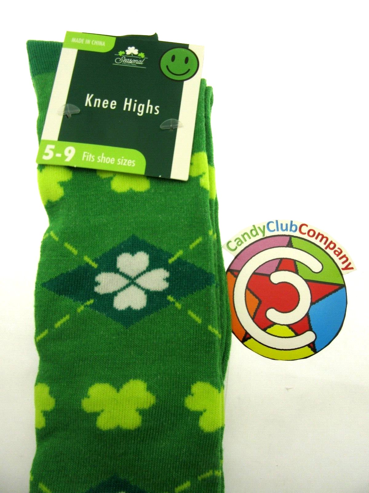 Saint Patrick's Clover Socks ~ Fits Sizes 5 - 9 ~ One Pair Green & Yellow