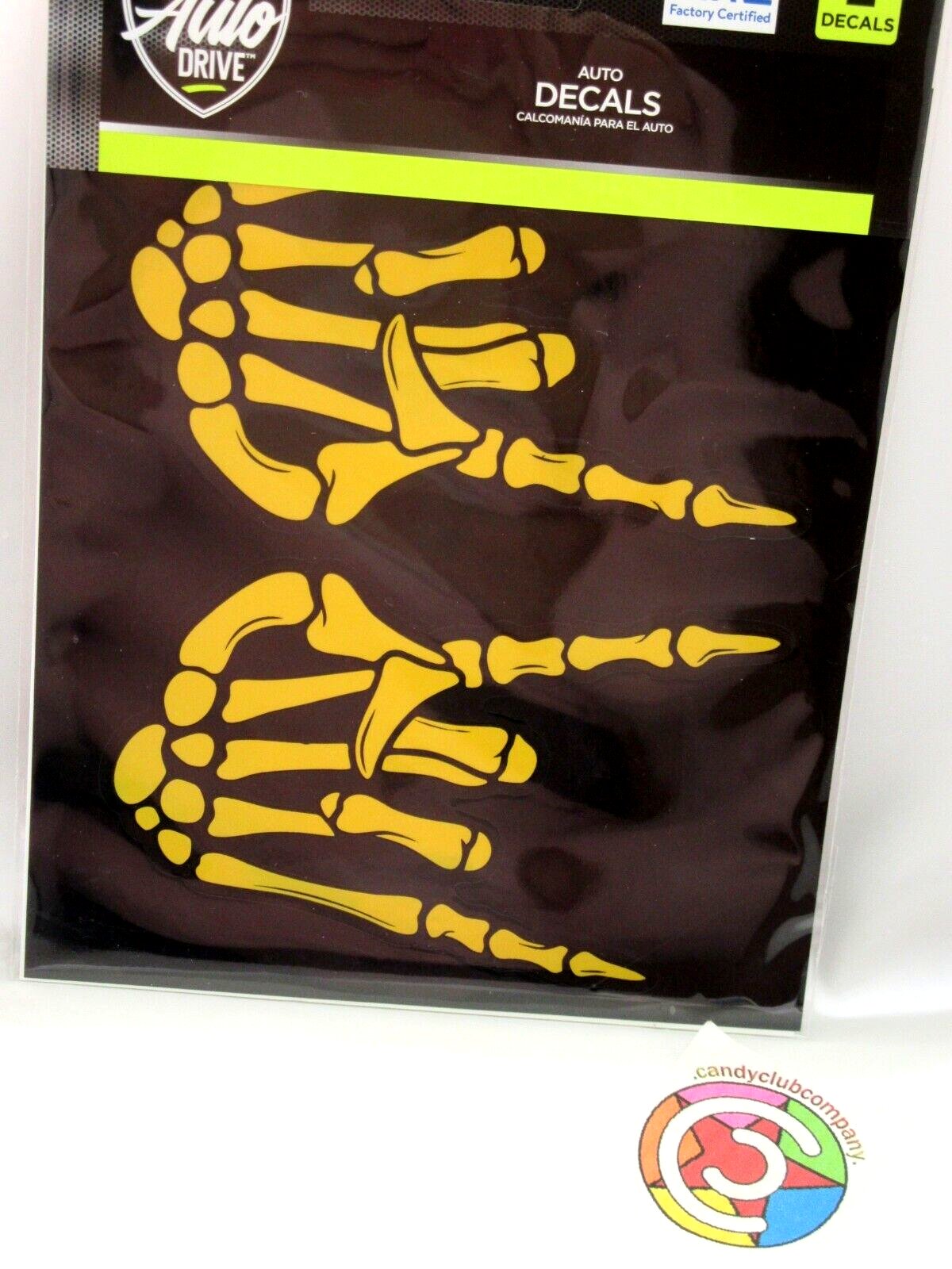 Auto Decal ~ For Cars or Trucks ~ Gold Skeleton Hands