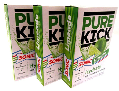 Pure Kick Energy Sonic Limeade Singles Water Drink Mix Sugar Free Lot of 3