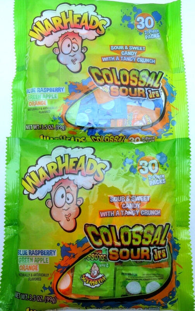 Warheads Colossal Sour Jrs 3.5oz Bag Lot of 2 candy