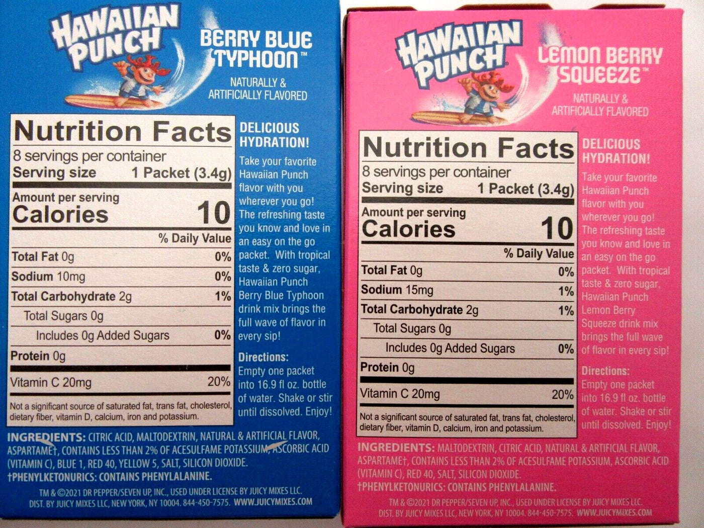 Hawaiian Punch 4 Box Variety ~ Sugar Free ~ Drink Mix ~ Lot of 4