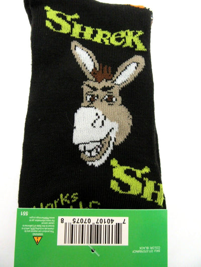 One Pair of Shrek & Donkey Crew Socks for Men Shoe Sizes 6 - 12