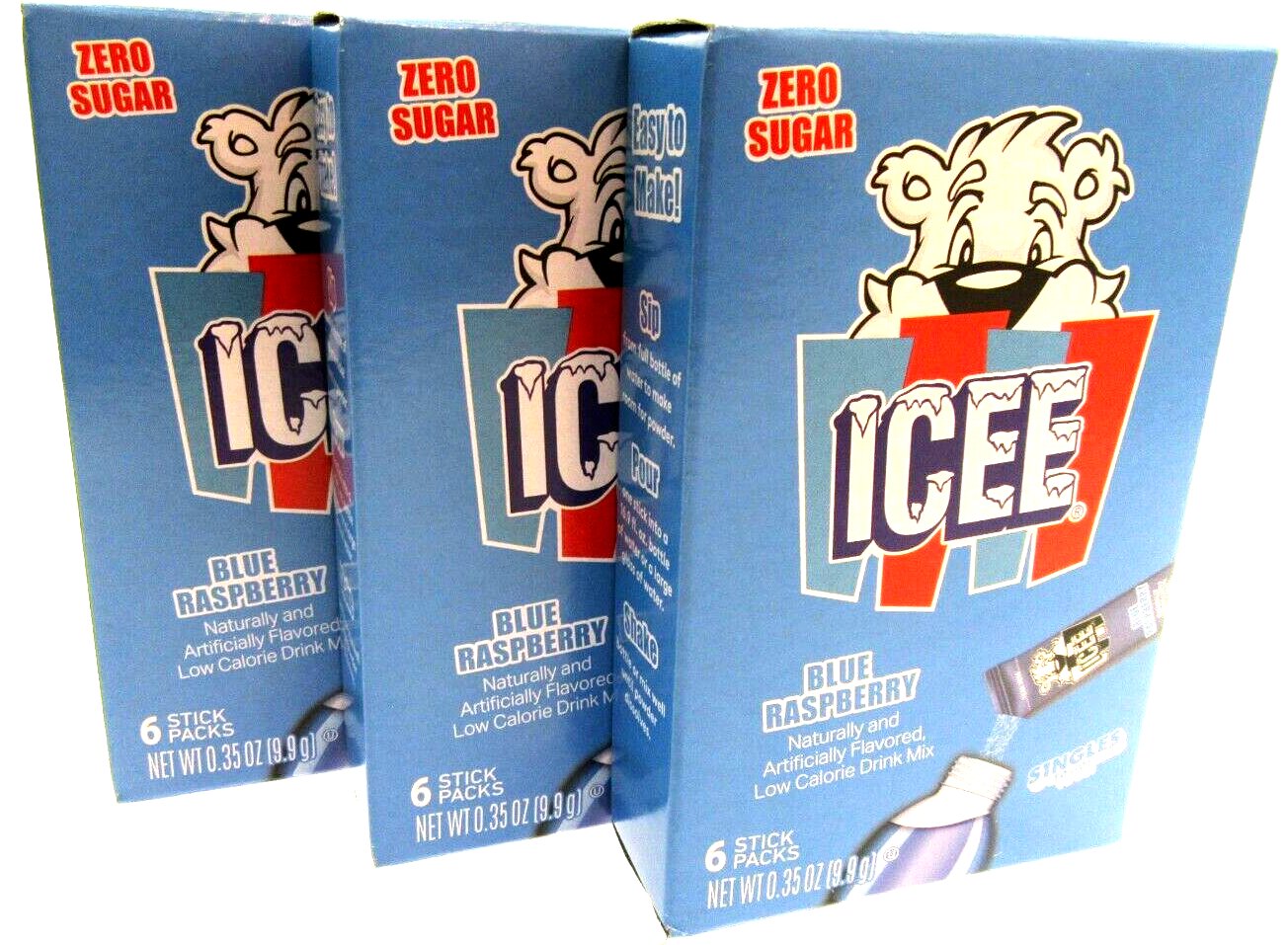 Icee Blue Raspberry Zero Sugar Free ~ Drink Mix ~ Lot of 3