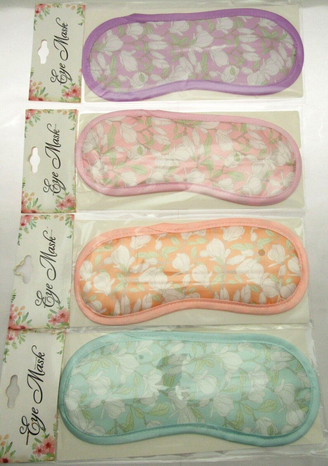 Pink Peach Purple & Teal Floral Eye Masks -Rest, Sleep, Meditation White Flowers