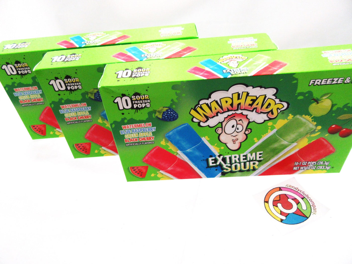 WARHEADS Extreme Sour Freezer Pops 10 freeze pops ~ Lot of 3