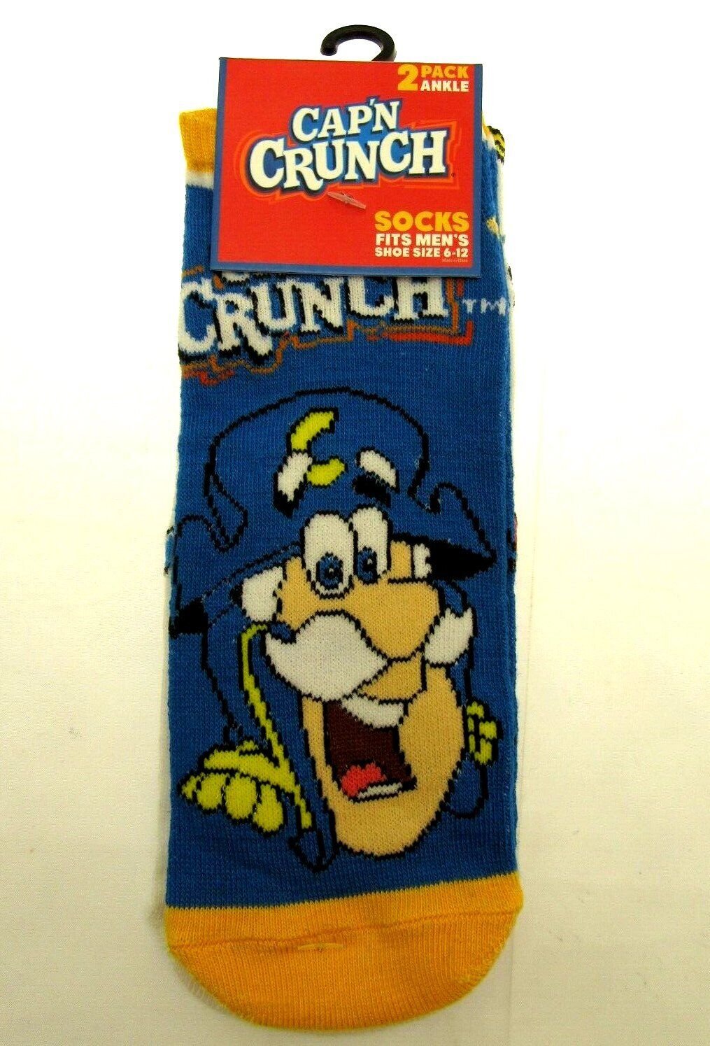 Two Pairs of Cap'N Crunch Ankle Socks Captain for Men Shoe Sizes 6 - 12