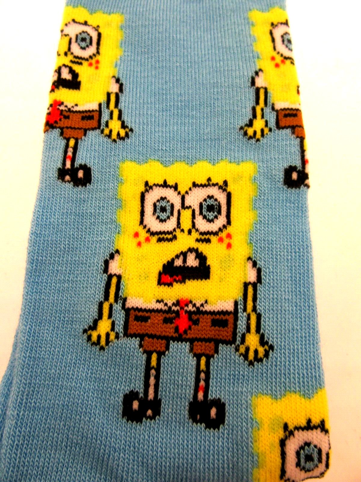 One Pair of Sponge Bob Crew Socks for Men Shoe Sizes 6 - 12