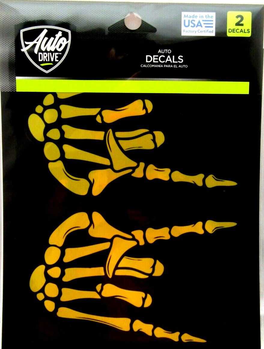 Auto Decal ~ For Cars or Trucks ~ Gold Skeleton Hands