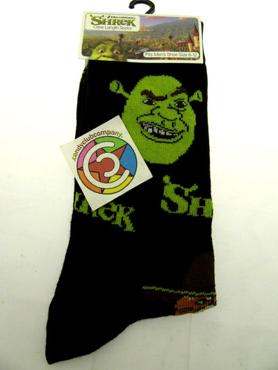 One Pair of Shrek & Donkey Crew Socks for Men Shoe Sizes 6 - 12