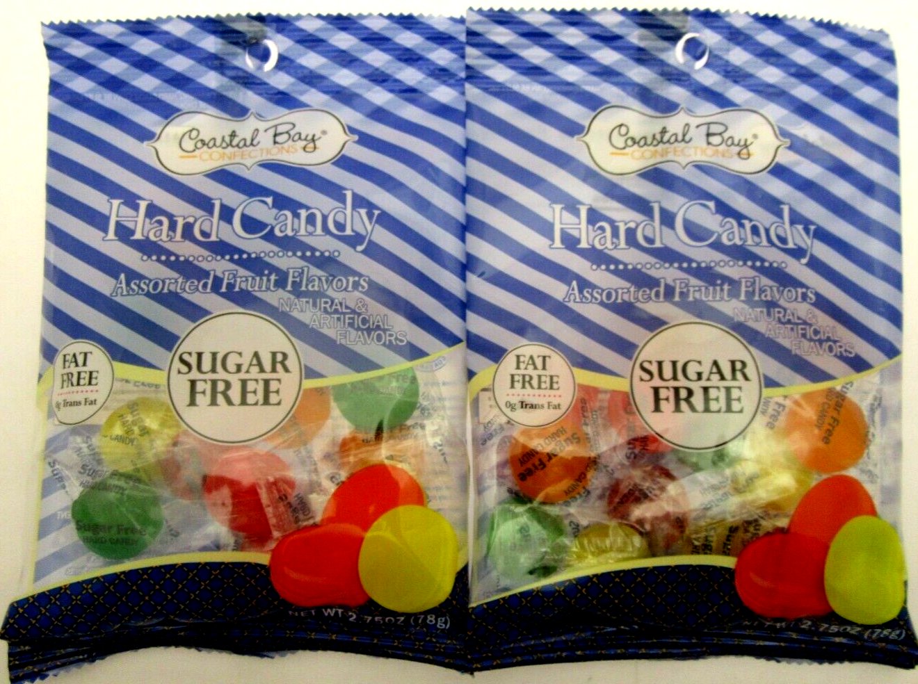 Assorted Fruit Sugar Free Coastal Bay Hard Candy 2.75oz bag Lot of 2 with banana