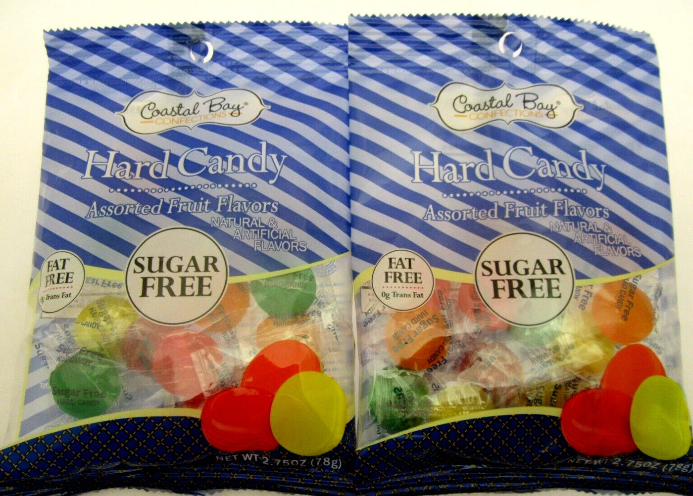 Assorted Fruit Sugar Free Coastal Bay Hard Candy 2.75oz bag Lot of 2 with banana